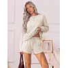 image:imageEkouaer Womens Lounge Sets Pajamas 2026 Fall Long Sleeve TopampShorts XSXXL  Matching 2 Piece SetsFall outfitsLoungewear for TravelVacationAirportHomeDaily WearShorts with PocketsApricot