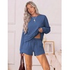 image:imageEkouaer Womens Lounge Sets Pajamas 2026 Fall Long Sleeve TopampShorts XSXXL  Matching 2 Piece SetsFall outfitsLoungewear for TravelVacationAirportHomeDaily WearShorts with PocketsBlue