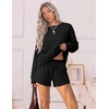 image:imageEkouaer Womens Lounge Sets Pajamas 2026 Fall Long Sleeve TopampShorts XSXXL  Matching 2 Piece SetsFall outfitsLoungewear for TravelVacationAirportHomeDaily WearShorts with PocketsBlack