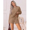 image:imageEkouaer Womens Lounge Sets Pajamas 2026 Fall Long Sleeve TopampShorts XSXXL  Matching 2 Piece SetsFall outfitsLoungewear for TravelVacationAirportHomeDaily WearShorts with PocketsDark Khaki