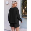 image:imageEkouaer Womens Lounge Sets Pajamas 2026 Fall Long Sleeve TopampShorts XSXXL  Matching 2 Piece SetsFall outfitsLoungewear for TravelVacationAirportHomeDaily WearShorts with PocketsBlack
