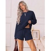 image:imageEkouaer Womens Lounge Sets Pajamas 2026 Fall Long Sleeve TopampShorts XSXXL  Matching 2 Piece SetsFall outfitsLoungewear for TravelVacationAirportHomeDaily WearShorts with PocketsNavy Blue