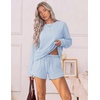 image:imageEkouaer Womens Lounge Sets Pajamas 2026 Fall Long Sleeve TopampShorts XSXXL  Matching 2 Piece SetsFall outfitsLoungewear for TravelVacationAirportHomeDaily WearShorts with PocketsLight Blue