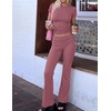 image:imageEkouaer Womens Pajama Set Short Sleeve Crop Top Foldover Flare Pants  Soft Comfy Stretchy Summer Wear Fall Layer High Waist Fold Waistband For Loungewear Yoga Daily Casual WearGray Purple