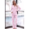 image:imageEkouaer Womens Pajama Sets Long Sleeve Button Down 2 Piece Soft Pjs  Soft 2 Piece Lounge Sets Fall Sleepwear Long Pants With Side Pockets Soft and SkinFriendly FabricStriped Bowpink