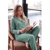 image:imageEkouaer Womens Pajama Sets Long Sleeve Button Down 2 Piece Soft Pjs  Soft 2 Piece Lounge Sets Fall Sleepwear Long Pants With Side Pockets Soft and SkinFriendly FabricGreen