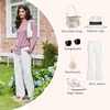 image:imageEkouaer Womens Pajama Sets Long Sleeve Button Down 2 Piece Soft Pjs  Soft 2 Piece Lounge Sets Fall Sleepwear Long Pants With Side Pockets Soft and SkinFriendly FabricLilac