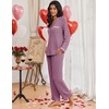 image:imageEkouaer Womens Pajama Sets Long Sleeve Button Down 2 Piece Soft Pjs  Soft 2 Piece Lounge Sets Fall Sleepwear Long Pants With Side Pockets Soft and SkinFriendly FabricCherry Red