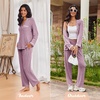 image:imageEkouaer Womens Pajama Sets Long Sleeve Button Down 2 Piece Soft Pjs  Soft 2 Piece Lounge Sets Fall Sleepwear Long Pants With Side Pockets Soft and SkinFriendly FabricLilac