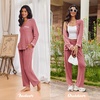image:imageEkouaer Womens Pajama Sets Long Sleeve Button Down 2 Piece Soft Pjs  Soft 2 Piece Lounge Sets Fall Sleepwear Long Pants With Side Pockets Soft and SkinFriendly FabricOrange Red