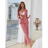 image:imageEkouaer Womens Pajama Sets Long Sleeve Button Down 2 Piece Soft Pjs  Soft 2 Piece Lounge Sets Fall Sleepwear Long Pants With Side Pockets Soft and SkinFriendly FabricOrange Red