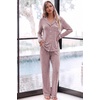 image:imageEkouaer Womens Pajama Sets Long Sleeve Button Down 2 Piece Soft Pjs  Soft 2 Piece Lounge Sets Fall Sleepwear Long Pants With Side Pockets Soft and SkinFriendly FabricPink