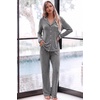 image:imageEkouaer Womens Pajama Sets Long Sleeve Button Down 2 Piece Soft Pjs  Soft 2 Piece Lounge Sets Fall Sleepwear Long Pants With Side Pockets Soft and SkinFriendly FabricDark Grey