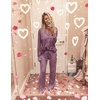 image:imageEkouaer Womens Pajama Sets Long Sleeve Button Down 2 Piece Soft Pjs  Soft 2 Piece Lounge Sets Fall Sleepwear Long Pants With Side Pockets Soft and SkinFriendly FabricCherry Red