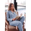 image:imageEkouaer Womens Pajama Sets Long Sleeve Button Down 2 Piece Soft Pjs  Soft 2 Piece Lounge Sets Fall Sleepwear Long Pants With Side Pockets Soft and SkinFriendly FabricLight Blue