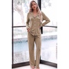 image:imageEkouaer Womens Pajama Sets Long Sleeve Button Down 2 Piece Soft Pjs  Soft 2 Piece Lounge Sets Fall Sleepwear Long Pants With Side Pockets Soft and SkinFriendly FabricLight Brown