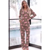 image:imageEkouaer Womens Pajama Sets Long Sleeve Button Down 2 Piece Soft Pjs  Soft 2 Piece Lounge Sets Fall Sleepwear Long Pants With Side Pockets Soft and SkinFriendly FabricLeopard Bow