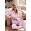 image:imageEkouaer Womens Pajama Sets Long Sleeve Button Down 2 Piece Soft Pjs  Soft 2 Piece Lounge Sets Fall Sleepwear Long Pants With Side Pockets Soft and SkinFriendly FabricStriped Bowpink