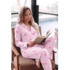 image:imageEkouaer Womens Pajama Sets Long Sleeve Button Down 2 Piece Soft Pjs  Soft 2 Piece Lounge Sets Fall Sleepwear Long Pants With Side Pockets Soft and SkinFriendly FabricStriped Bowpink