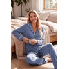 image:imageEkouaer Womens Pajama Sets Long Sleeve Button Down 2 Piece Soft Pjs  Soft 2 Piece Lounge Sets Fall Sleepwear Long Pants With Side Pockets Soft and SkinFriendly FabricNavy