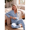 image:imageEkouaer Womens Pajama Sets Long Sleeve Button Down 2 Piece Soft Pjs  Soft 2 Piece Lounge Sets Fall Sleepwear Long Pants With Side Pockets Soft and SkinFriendly FabricLight Blue