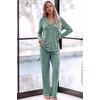 image:imageEkouaer Womens Pajama Sets Long Sleeve Button Down 2 Piece Soft Pjs  Soft 2 Piece Lounge Sets Fall Sleepwear Long Pants With Side Pockets Soft and SkinFriendly FabricGreen