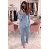 image:imageEkouaer Womens Pajama Sets Long Sleeve Button Down 2 Piece Soft Pjs  Soft 2 Piece Lounge Sets Fall Sleepwear Long Pants With Side Pockets Soft and SkinFriendly FabricLight Blue
