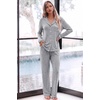 image:imageEkouaer Womens Pajama Sets Long Sleeve Button Down 2 Piece Soft Pjs  Soft 2 Piece Lounge Sets Fall Sleepwear Long Pants With Side Pockets Soft and SkinFriendly FabricLight Grey