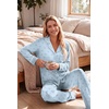 image:imageEkouaer Womens Pajama Sets Long Sleeve Button Down 2 Piece Soft Pjs  Soft 2 Piece Lounge Sets Fall Sleepwear Long Pants With Side Pockets Soft and SkinFriendly FabricPolka Dot Bowblue