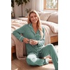 image:imageEkouaer Womens Pajama Sets Long Sleeve Button Down 2 Piece Soft Pjs  Soft 2 Piece Lounge Sets Fall Sleepwear Long Pants With Side Pockets Soft and SkinFriendly FabricGreen