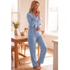 image:imageEkouaer Womens Pajama Sets Long Sleeve Button Down 2 Piece Soft Pjs  Soft 2 Piece Lounge Sets Fall Sleepwear Long Pants With Side Pockets Soft and SkinFriendly FabricLight Blue