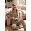image:imageEkouaer Womens Pajama Sets Long Sleeve Button Down 2 Piece Soft Pjs  Soft 2 Piece Lounge Sets Fall Sleepwear Long Pants With Side Pockets Soft and SkinFriendly FabricLeopard