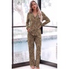 image:imageEkouaer Womens Pajama Sets Long Sleeve Button Down 2 Piece Soft Pjs  Soft 2 Piece Lounge Sets Fall Sleepwear Long Pants With Side Pockets Soft and SkinFriendly FabricLeopard