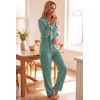 image:imageEkouaer Womens Pajama Sets Long Sleeve Button Down 2 Piece Soft Pjs  Soft 2 Piece Lounge Sets Fall Sleepwear Long Pants With Side Pockets Soft and SkinFriendly FabricGreen
