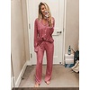 image:imageEkouaer Womens Pajama Sets Long Sleeve Button Down 2 Piece Soft Pjs  Soft 2 Piece Lounge Sets Fall Sleepwear Long Pants With Side Pockets Soft and SkinFriendly FabricOrange Red