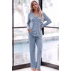 image:imageEkouaer Womens Pajama Sets Long Sleeve Button Down 2 Piece Soft Pjs  Soft 2 Piece Lounge Sets Fall Sleepwear Long Pants With Side Pockets Soft and SkinFriendly FabricLight Blue