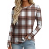 image:imageEkouaer Womens Long Sleeve Shirts Thumb Hole Tops Thermal Fall Clothes  Crew Neck T Shirts Loose Fit Undershirts Layering Casual Work Winter OutfitsBrown White Plaid
