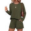 image:imageEkouaer Womens Lounge Sets Pajamas 2026 Fall Long Sleeve TopampShorts XSXXL  Matching 2 Piece SetsFall outfitsLoungewear for TravelVacationAirportHomeDaily WearShorts with PocketsArmy Green