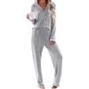 image:imageEkouaer Womens Pajama Sets Long Sleeve Button Down 2 Piece Soft Pjs  Soft 2 Piece Lounge Sets Fall Sleepwear Long Pants With Side Pockets Soft and SkinFriendly FabricLight Grey