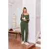image:imageEkouaer Lounge Sets for Women Long Sleeve Ribbed Knit Pajama Set  Soft Warm Fall Winter Outfits 2026 V Neck Long Sleeve Tops Long Pants with Pockets 2 Piece Loungewear Home WearArmy Green