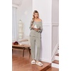 image:imageEkouaer Lounge Sets for Women Long Sleeve Ribbed Knit Pajama Set  Soft Warm Fall Winter Outfits 2026 V Neck Long Sleeve Tops Long Pants with Pockets 2 Piece Loungewear Home WearMoon Gray