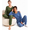 image:imageEkouaer Lounge Sets for Women Long Sleeve Ribbed Knit Pajama Set  Soft Warm Fall Winter Outfits 2026 V Neck Long Sleeve Tops Long Pants with Pockets 2 Piece Loungewear Home WearWine Red
