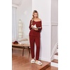 image:imageEkouaer Lounge Sets for Women Long Sleeve Ribbed Knit Pajama Set  Soft Warm Fall Winter Outfits 2026 V Neck Long Sleeve Tops Long Pants with Pockets 2 Piece Loungewear Home WearWine Red