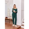 image:imageEkouaer Lounge Sets for Women Long Sleeve Ribbed Knit Pajama Set  Soft Warm Fall Winter Outfits 2026 V Neck Long Sleeve Tops Long Pants with Pockets 2 Piece Loungewear Home WearLake Green
