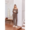image:imageEkouaer Lounge Sets for Women Long Sleeve Ribbed Knit Pajama Set  Soft Warm Fall Winter Outfits 2026 V Neck Long Sleeve Tops Long Pants with Pockets 2 Piece Loungewear Home WearBrown