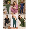 image:imageEkouaer Lounge Sets for Women Long Sleeve Ribbed Knit Pajama Set  Soft Warm Fall Winter Outfits 2026 V Neck Long Sleeve Tops Long Pants with Pockets 2 Piece Loungewear Home WearMoon Gray