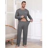 image:imageEkouaer Mens Long Sleeve TShirt Pajama Set Soft 2 Piece Lounge Set  Lightweight Long Sleeve Shirts and Bottoms Soft Comfy Sleep Sets2 Pieces LoungewearCrew NeckDark Dray
