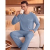 image:imageEkouaer Mens Long Sleeve TShirt Pajama Set Soft 2 Piece Lounge Set  Lightweight Long Sleeve Shirts and Bottoms Soft Comfy Sleep Sets2 Pieces LoungewearCrew NeckGrey Blue
