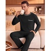 image:imageEkouaer Mens Long Sleeve TShirt Pajama Set Soft 2 Piece Lounge Set  Lightweight Long Sleeve Shirts and Bottoms Soft Comfy Sleep Sets2 Pieces LoungewearCrew NeckBlack