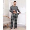 image:imageEkouaer Mens Long Sleeve TShirt Pajama Set Soft 2 Piece Lounge Set  Lightweight Long Sleeve Shirts and Bottoms Soft Comfy Sleep Sets2 Pieces LoungewearCrew NeckGrey Plaid